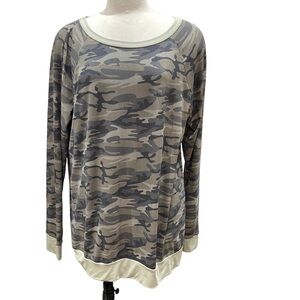NWOT The Zig Zag Stripe Ribbed Camo Long Sleeve Top Green Olive SZ 3X